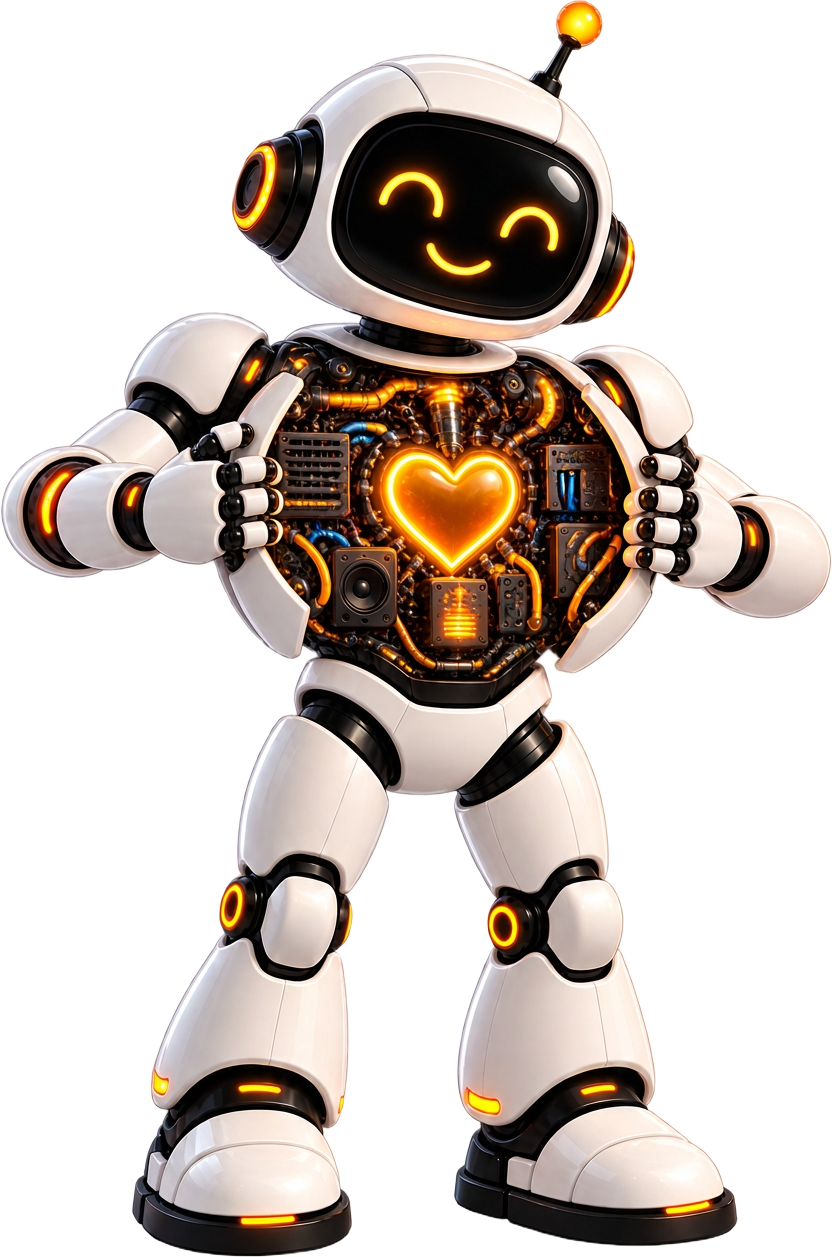 Robô V2 Tech com coração brilhante